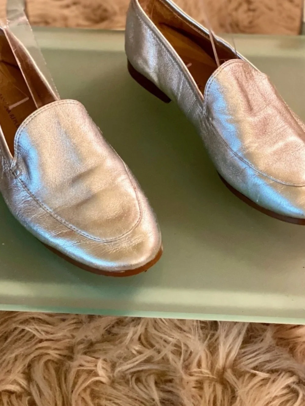 Banana Republic “Demi” Metallic Silver Slip-On Loafers